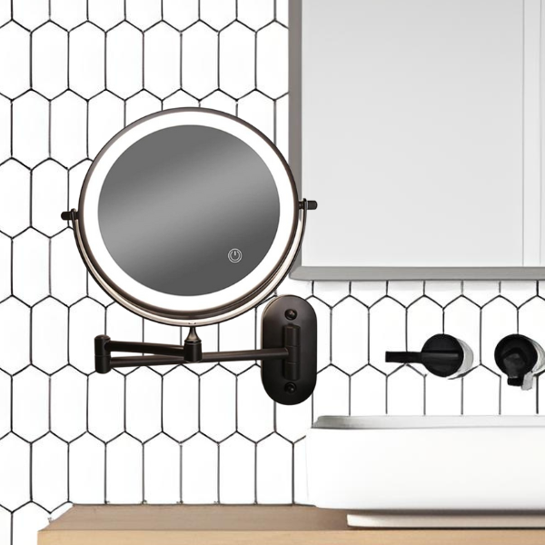 LumiReflex LED Rechargeable Wall-Mounted Magnifying Mirror